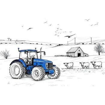 Tapeta Tapeta na zeď traktor modrý