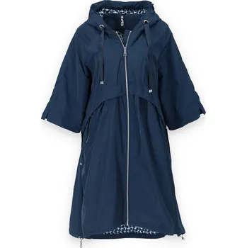 Dámský kabát Jarní baloňák s kapucí FLY 2718 barva: modrá tmavá, velikost: M