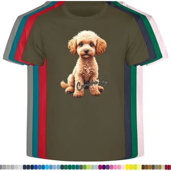 Dívčí tričko detske-levne-bavlnene-tricko-potisk-pudl Barva: Khaki, Dětská bavlněná trička JHK: XL