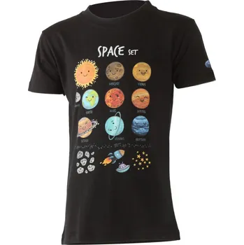 Dívčí tričko LUNA dětské merino triko - Černá 9090 / 100 / Černá