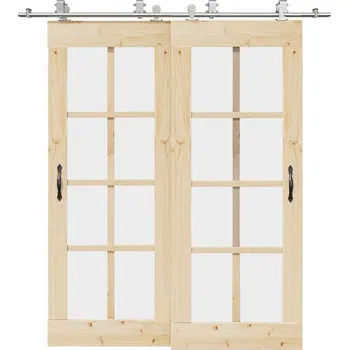 Tesařské kování vidaXL Sada příslušenství pro posuvné dveře 200 cm nerez ocel stříbrná [3295760]