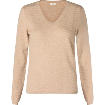 Dámský svetr Kašmírový svetr s výstřihem do V Vivid S / Béžová / Kašmír