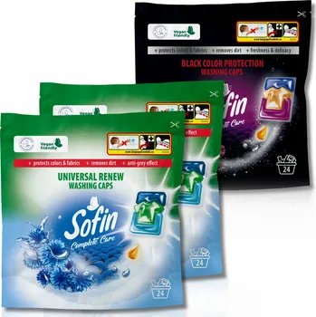 Prací prostředek Sofin Kapsle na praní prádla Black White Vegan Ochrana Barev mix 72ks