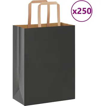 Dárková taška vidaXL Papírové sáčky 250 ks s uchy 21x11x28 cm [4101811] Barva: Černá