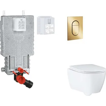 Klozet GROHE - Uniset Set předstěnové instalace, klozetu, sedátka SoftClose a tlačítka Arena Cosmopolitan S, Cool Sunrise SANI15BB4120
