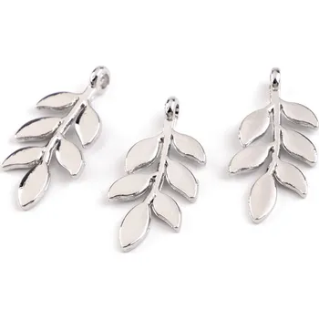 Kovový přívěsek / taháček na zip list 12x24 mm, barva 1 platina