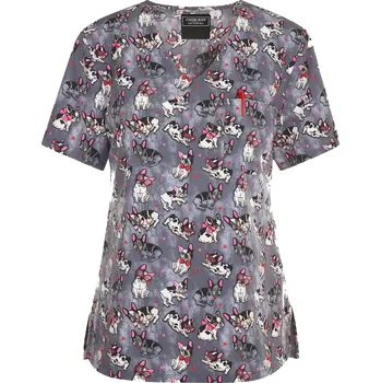 Dámská halenka Zdravotnická halena Cherokee s veselým vzorem pejsků CK857 FCKS Velikost: 2XL