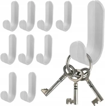 Věšák VĚŠÁK HÁČEK NA ZEĎ SAMOLEPICÍ BÍLÝ 10 KS