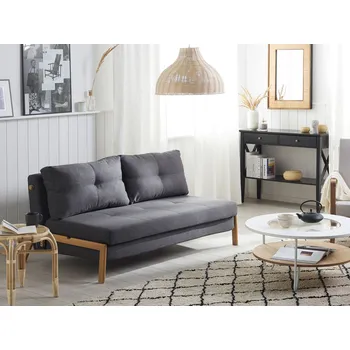 Pohovka pohovka tmavě šedá 3místná rozkládací s funkcí spaní, skandinávský styl Beliani