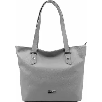 Velká šedá kožená kabelka na rameno/do ruky MiaMore no. 58