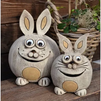 Zahradní dekorace Keramický zajíc - veselé zvířátko - dekorace do zahrady - větší