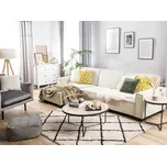 Rohová rozkládací pohovka, béžová látka, čalouněná 3místná pravá postel ve tvaru L. Beliani