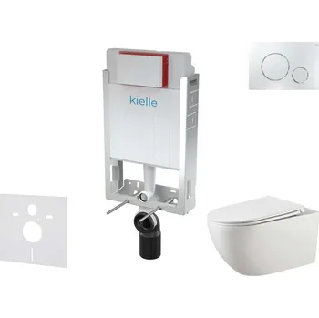 Klozet Kielle - Genesis Set předstěnové instalace, klozetu Gaia, sedátka softclose a tlačítka Gemini II, lesklý chrom 30505SZ54