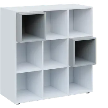 Šatní skříň TETRIS A1 - 1x skříňka nízká, bílá + 2x výplň LEVEL, šedá