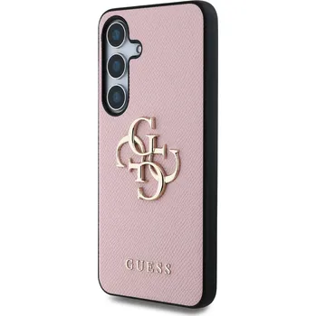 Pouzdro na mobilní telefon Zadní kryt Guess PU Grained 4G Metal Logo pro Samsung Galaxy S25, růžová