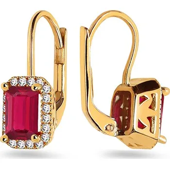 Náušnice Náušnice se simulovaným rubínem a zirkony IZ19572RN + dárkové balení LUXUS zdarma
