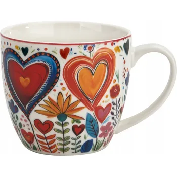Hrnek Duo Barevná Srdce porcelán 460 ml