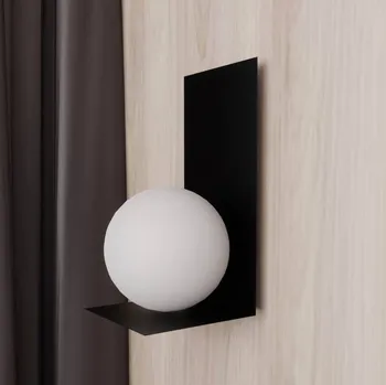 Lampička EMIBIG LIGHTING Nástěnné světlo tvar 5, 15 cm x 30 cm, černé/opálové - Ø skleněný stínidlo 15 cm černá, bílá 1 x 40 W - Doprava zdarma