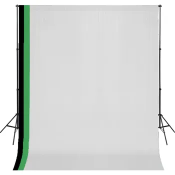 Fotopozadí vidaXL Fotografická sada 3 bavlněná pozadí a nastavitelný rám 3 x 3 m