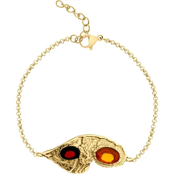 Náramek Pozlacený stříbrný náramek s jantarem - AP541-2295