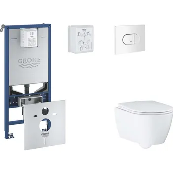 Klozet GROHE - Rapid SLX Set předstěnové instalace, klozetu, sedátka SoftClose a tlačítka Arena Cosmopolitan, alpská bílá SANI11BB3116