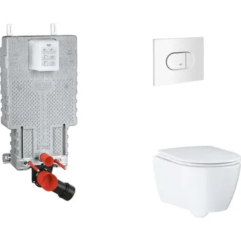 Klozet GROHE - Uniset Set předstěnové instalace, klozetu, sedátka SoftClose a tlačítka Arena Cosmopolitan, alpská bílá SANI15BB3116