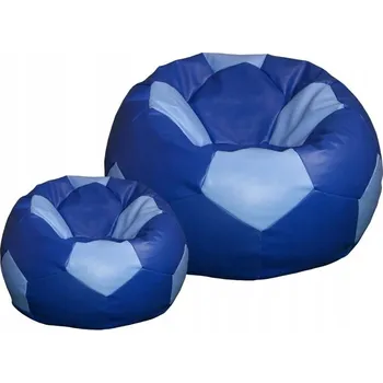 Sedací pytel Sedací vak lopta 100x100 cm + podnožka, tmavě modrá / modrá