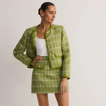 Dámská sukně Reserved - Tvídová minisukně - žlutozelená - ZN179-71X - ZN179-71X-XS