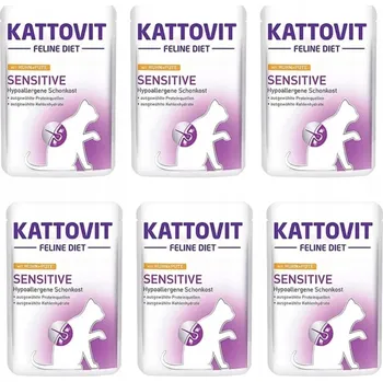 Krmivo pro kočku Kattovit Sensitive Vlhké krmivo kočky s alergiemi Krůta kuřecí sada 6x85g