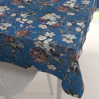 ubrus Teflonový obdélníkový ubrus TF-061 Květiny na modrém 50x100 cm