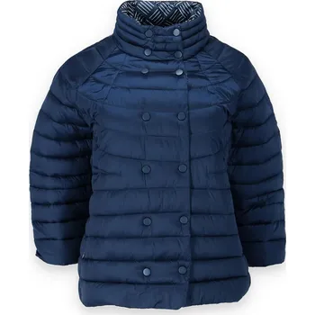 Dámský kabát Stylová bunda krátká oversize FLY 2518 barva: modrá tmavá, velikost: L