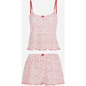 Dámské pyžamo PYŽAMO KARL LAGERFELD KARL HEART CAMI PJ SET WHITE-RED KARL HEART AOP