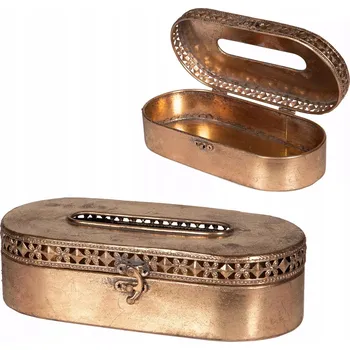 Zásobník na papírové ručníky KRABIČKA NA UBROUSKY zlatý retro vintage doplněk do obývacího pokoje