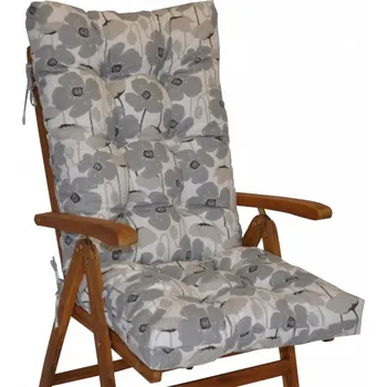 Axin Trading s.r.o. Polstr na teakové zahradní křeslo vysoké - vlčí máky šedé