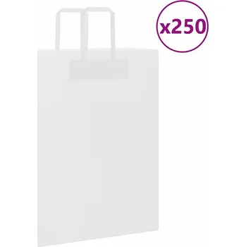 Dárková taška vidaXL Papírové tašky 250 ks s uchy 32x17x44 cm [4101902] Barva: Bílá