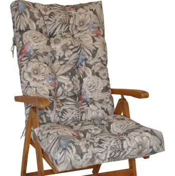 Zahrada Axin Trading s.r.o. Polstr na teakové zahradní křeslo vysoké - motiv ptáci na tmavé