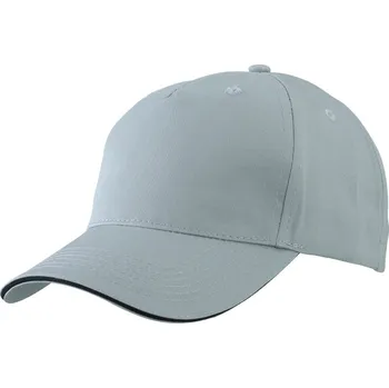 Pracovní přilba Myrtle Beach Kšiltovka MB 6526 sandwich, 5 panelová COT03652685199-light grey/ UNI Šedá světlá/černá