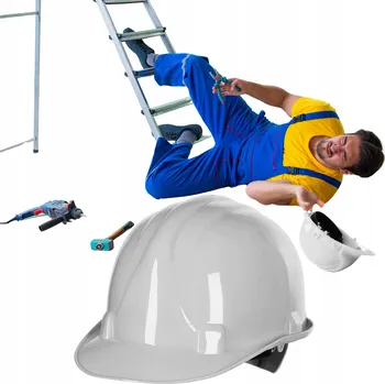 Pracovní přilba Ochranná Přilba Pracovní BOZP Pro Práci 4-bodová Bílá S Vnitřním Uchycením a Páskem