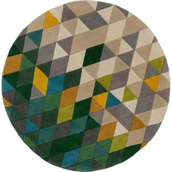 Koberec Ručně všívaný kusový koberec Illusion Prism Green/Multi kruh - doprava zdarma