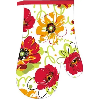 Chňapka CHŇAPKA KUCHAŘSKÁ BEZ MAGNETU 18X27 ČERVENÉ KVĚTY