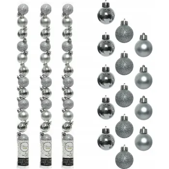 Vánoční dekorace Stříbrné vánoční baňky na vánoční stromeček, plastové, nerozbitné dekorace - 14 ks