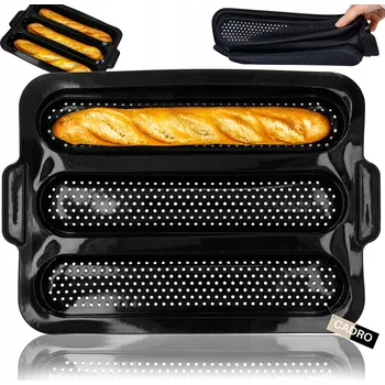 Forma na pečení FORMA NA PEČENÍ baget zapékanek silikonová černá pro 3 kusy