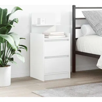 Ložnice vidaXL Noční stolek se 2 zásuvkami 38x34x80 cm [861359] Barva: Bílá