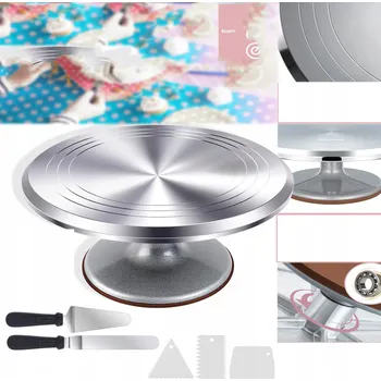 30CM KOVOVÝ PROFESIONÁLNÍ OTOČNÝ TALÍŘ NA ZDOBENÍ DORTŮ PODNOS