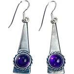 Drakkaria TRIANGLE - stříbrné náušnice, ametyst Ag 925