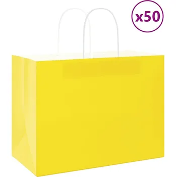 Dárková taška vidaXL Papírové tašky 50 ks s uchy 32x17x25 cm [4101607] Barva: Žlutá