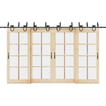 Tesařské kování vidaXL Sada příslušenství pro posuvné dveře 400 cm ocelová černá [3295758]