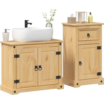 Koupelnový nábytek vidaXL 2dílná koupelnová sestava Corona masivní borové dřevo [3334632]