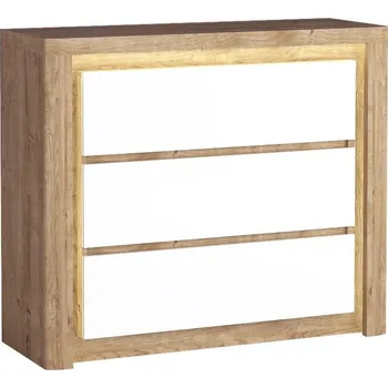 Komoda Casarredo Komoda 3S LABRO dub ribbeck/bílá lesk