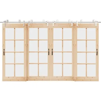 Tesařské kování vidaXL Sada příslušenství pro posuvné dveře 366 cm nerez ocel stříbrná [3295769]